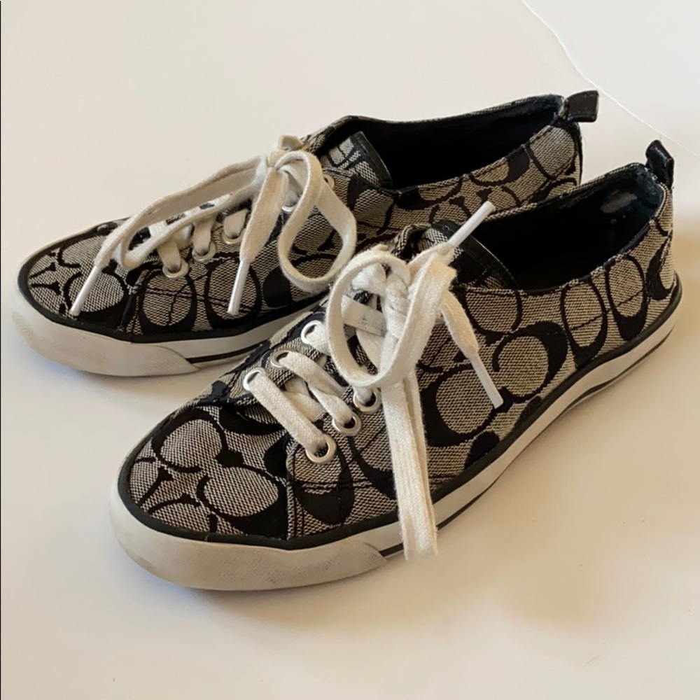Coach black and grey iconic logo sneakers